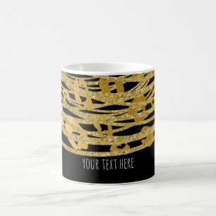 Taza De Café Estampado de Guepardo Glamour Dorado Estampado de
