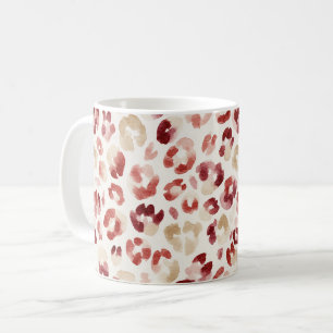 Taza De Café Estampado de leopardo de crema rojo borgoña