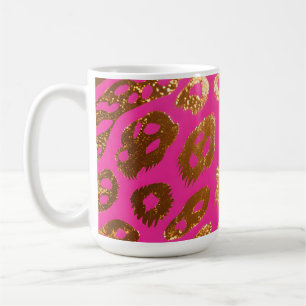 Taza De Café Estampado de leopardo dorado rosa caliente Glam