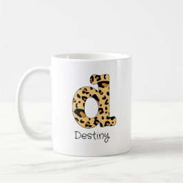 Taza De Café Estampado de leopardo inicial minúscula d y nombre