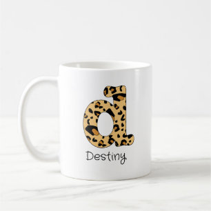 Taza De Café Estampado de leopardo inicial minúscula d y nombre