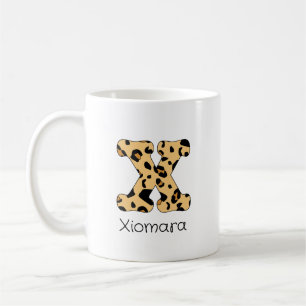 Taza De Café Estampado de leopardo Inicial x Minúscula y Nombre