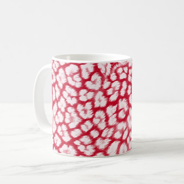 Taza De Café Estampado de leopardo rojo y blanco (Anverso izquierdo)