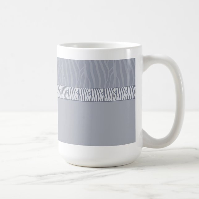 Taza De Café Estampado de piel de cebra gris plata (Derecha)
