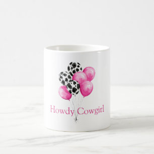 Taza De Café Estampado de Vaca y Globos Rosados Bonitos