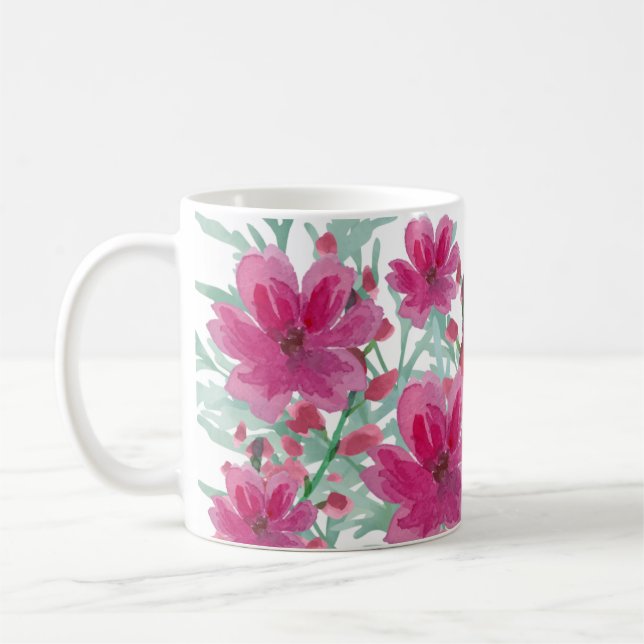 Taza De Café estampado floral rosa (Izquierda)