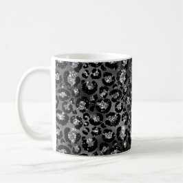 Taza De Café Estampado Leopardo Guepardo Negro Gris Plateado