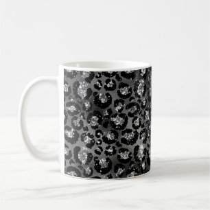 Taza De Café Estampado Leopardo Guepardo Negro Gris Plateado