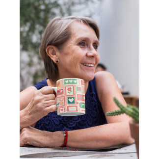 Taza De Café Estampilla de rehenes del patrón de amor y corazón
