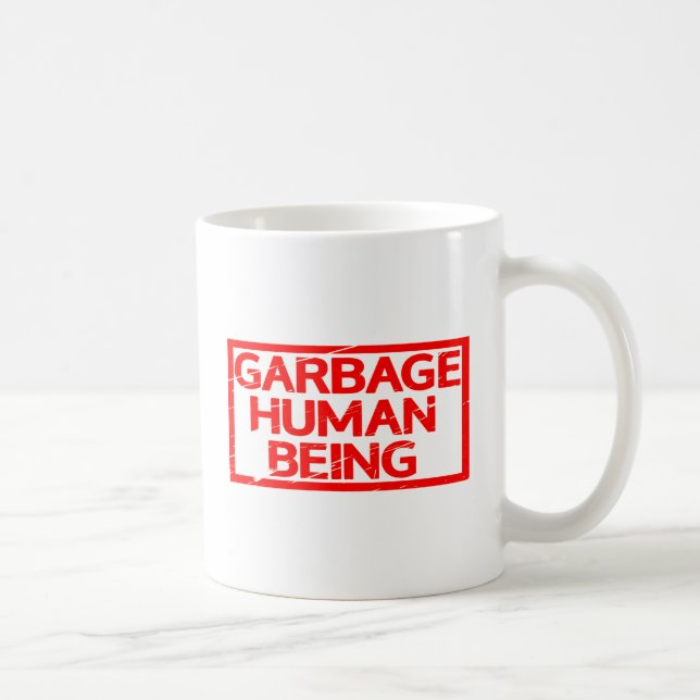 Taza De Café Estampilla de ser humano de basura (Derecha)