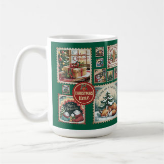 Taza De Café Estampillas postales antiguas de Navidad Xmas