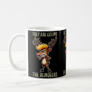 Taza De Café "Están comiendo los renos" Divertida Trump Navidad