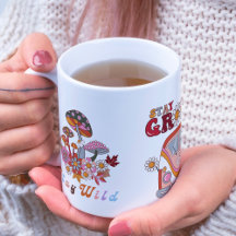 Estancia retro Groovy Flowers Diseño elegante de b