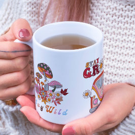Taza De Café Estancia retro Groovy Flowers Diseño elegante de b