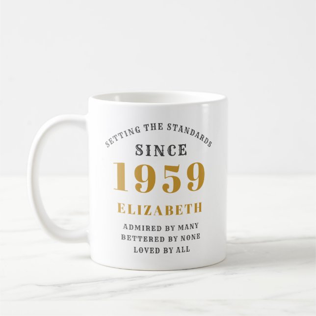 Taza De Café Estándares de Cumpleaños Personalizados 1959 Añadi (Izquierda)