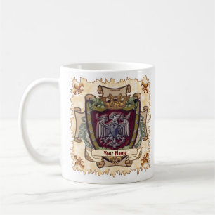 Taza De Café Estandarte de Corona Apellido Águila