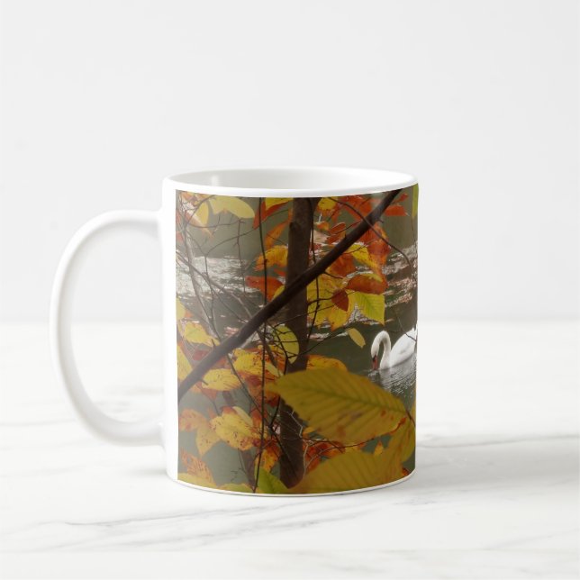 Taza De Café Estanque de otoño con cisne (Izquierda)