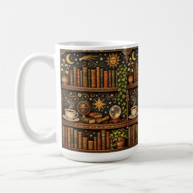 Taza De Café Estantería de amantes de libros celestiales   (Izquierda)