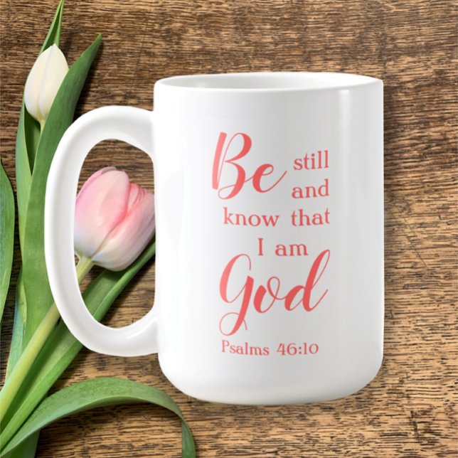 Taza De Café Estar quieto y saber | Regalo de nombres de script (Add a name to this chic stylish mug for a personalized unique Bible Scripture coffee mug gift. )