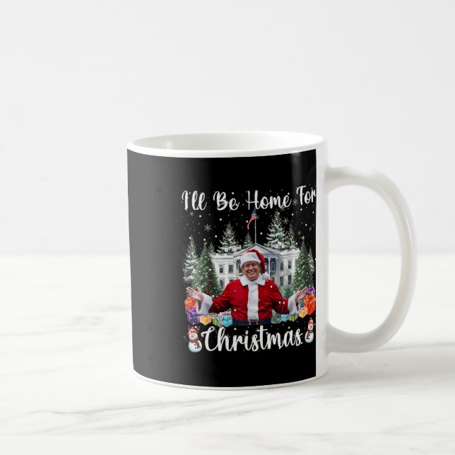Taza De Café Estaré en casa para los Navidades Santa Claus Trum (Derecha)