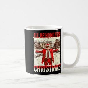 Taza De Café Estaré en casa para Navidad Santa Antiguo Divertid