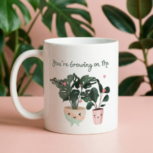 Taza De Café Estás creciendo en mí plantas de acuarela de color