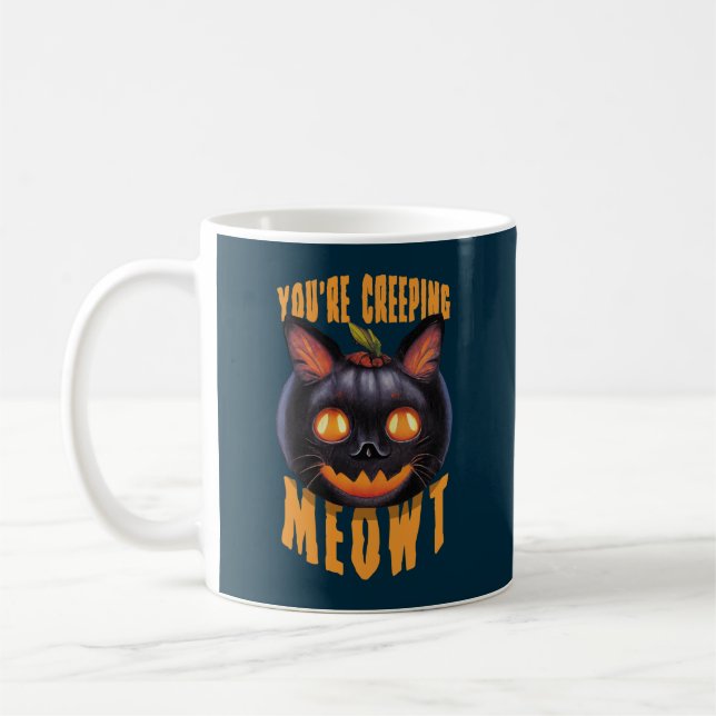 Taza De Café Estás llorando a Meowt | Gato negro de Halloween (Izquierda)
