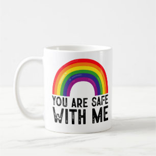Taza De Café Estás Seguro Conmigo Mes del Orgullo LGBTQ Arcoíri