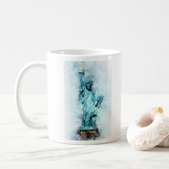 Taza De Café Estatua de la Agua de la Libertad (Con donut)