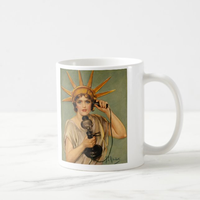 Taza De Café Estatua de la Libertad, anuncio de guerra patrióti (Derecha)