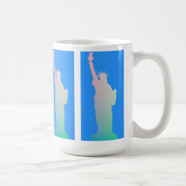 Taza De Café Estatua de la Libertad Colores verdes azules de Nu