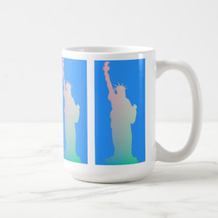 Taza De Café Estatua de la Libertad Colores verdes azules de Nu