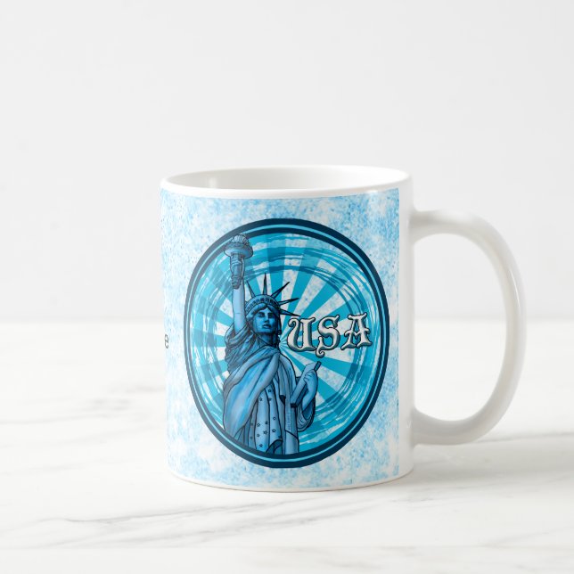 Taza De Café Estatua de Liberty Blue USA (Derecha)