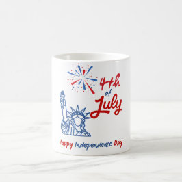 Taza De Café Estatua de los fuegos artificiales de la Libertad 