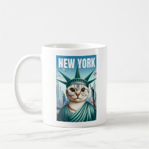 Taza De Café Estatua del gato de la ciudad de Nueva York de Lib