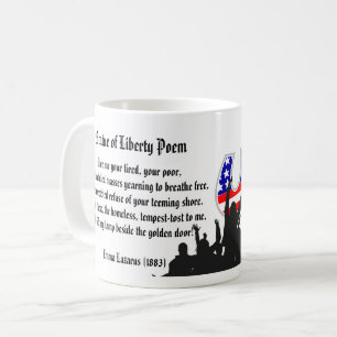 Taza De Café Estatua del poema de la libertad, una nación de
