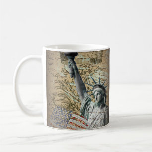 Taza De Café Estatua patriótica de Nueva York de las escritura