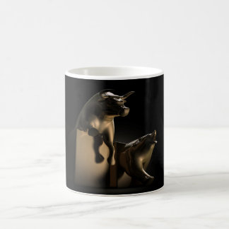 Taza De Café Estatuas Del Mercado De Toros Y Osos