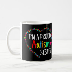 Taza De Café Este colorido corazón de autismo hecho con piezas