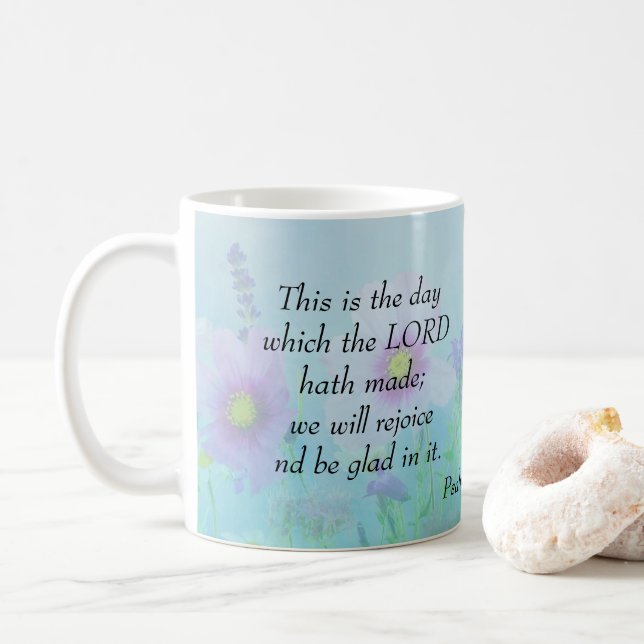 Taza De Café Este es el día, Salmos 118:24 (Con donut)