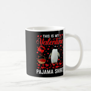 Taza De Café Este Es Mi Anima De Corazón Rojo Pingüino De San V