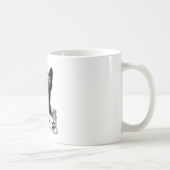 Taza De Café Esténcil de Bulldog francés personalizado (Derecha)