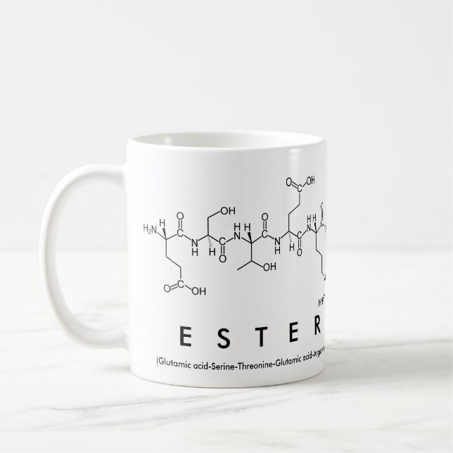 Taza De Café Ester peptide name mug (Izquierda)