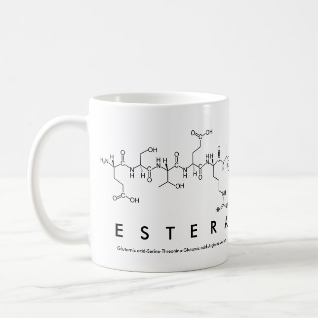 Taza De Café Estera peptide name mug (Izquierda)