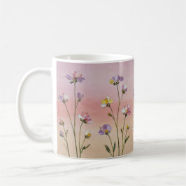 Taza de café estética botánica de flores silvestre