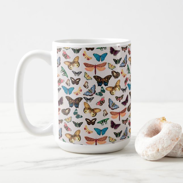 Taza De Café Estética de mariposa vintage (Con donut)