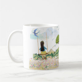 Taza de café estética de niña en columpio - M lind