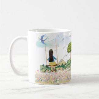 Taza de café estética de niña en columpio - M lind