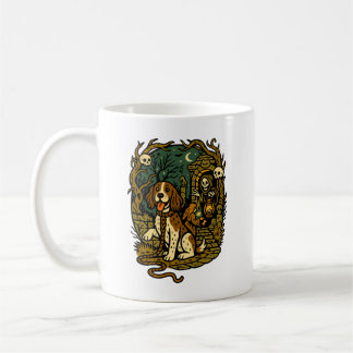 Taza De Café Estética de perro esqueleto espeluznante de terror