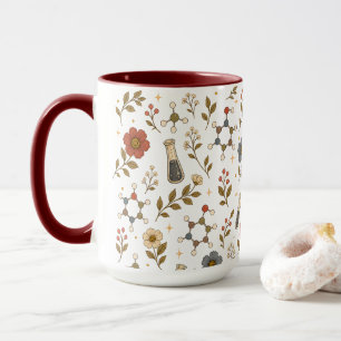 Taza de café estética de química floral